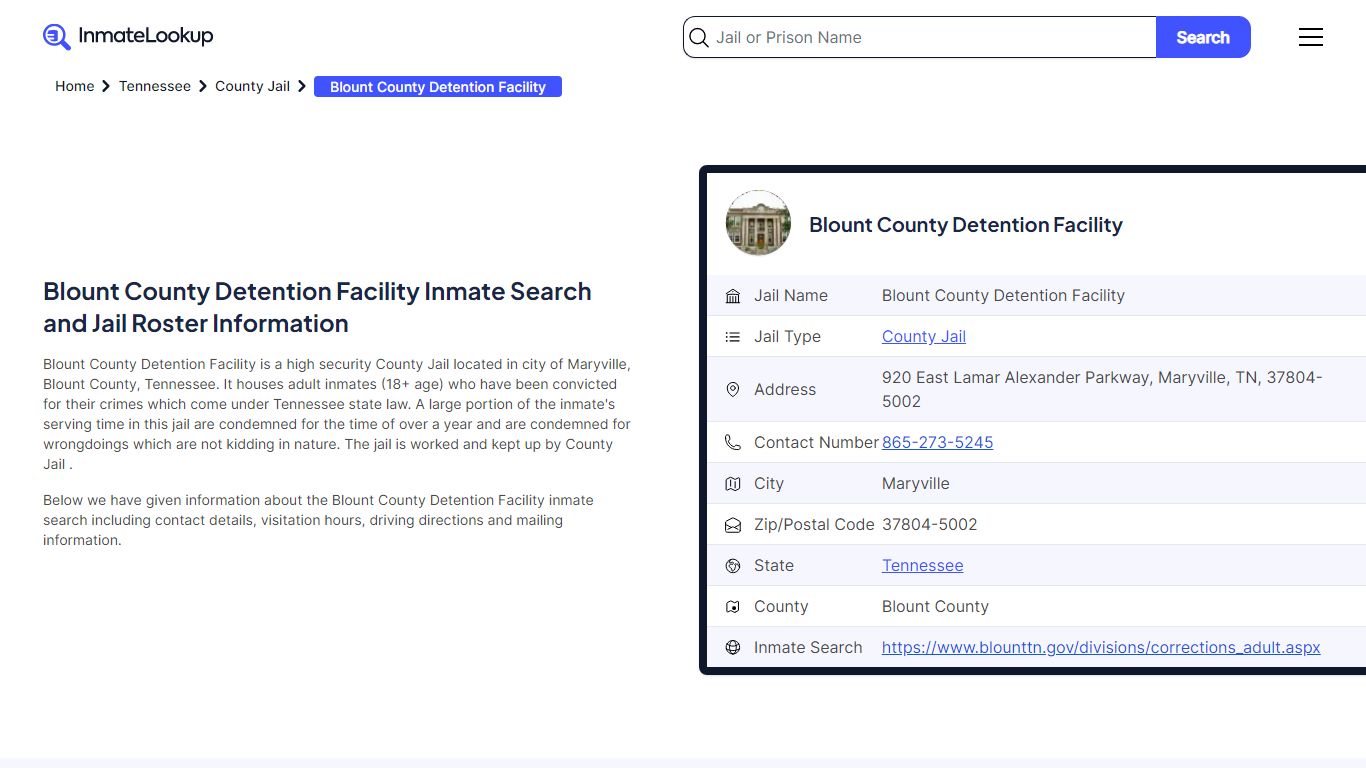 Blount County Detention Facility (TN) Inmate Search and Jail Roster ...